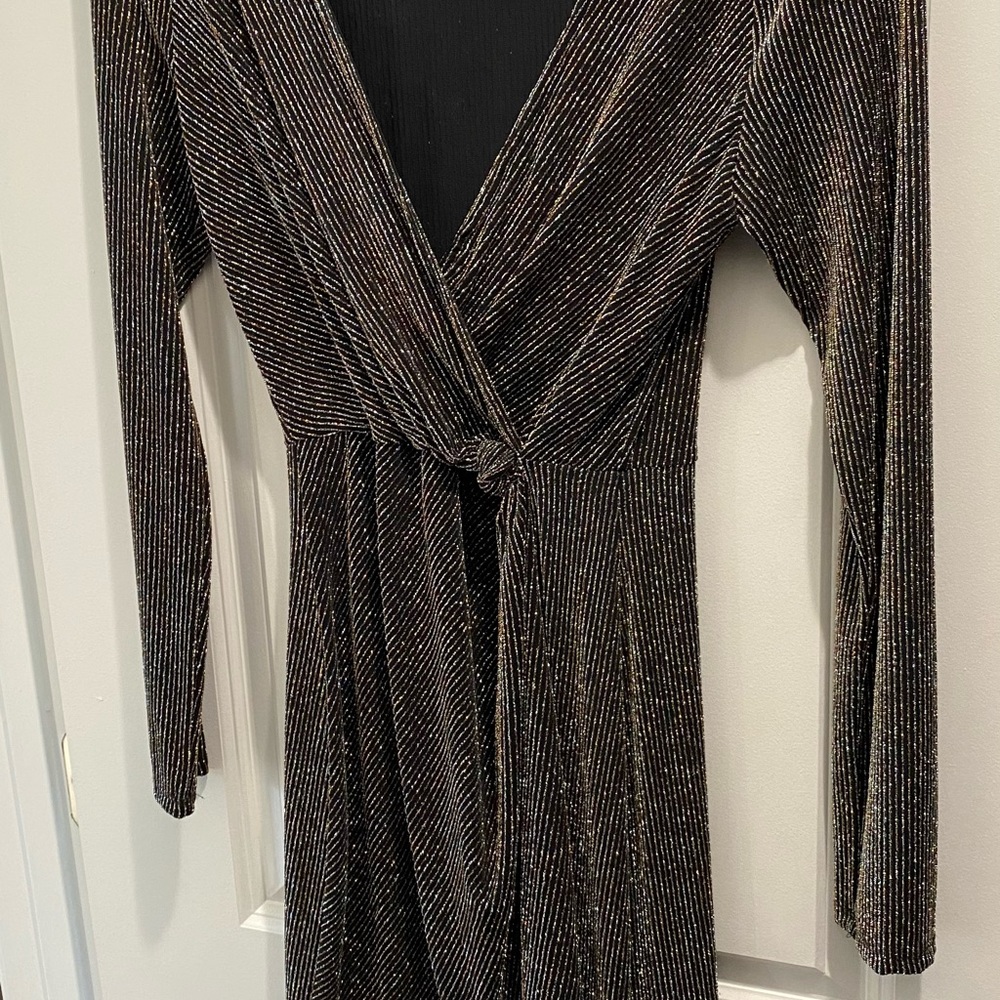 Row A metallic sheath wrap dress Nordstrom dress